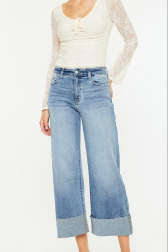 High Rise Crop Wide Leg Cuff