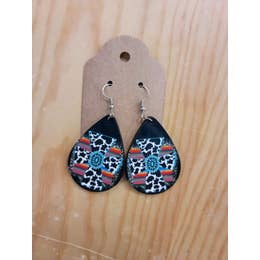 Cow Print Cross & Serape Earrings