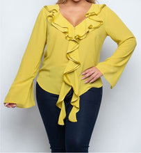 Load image into Gallery viewer, Chartreuse Ruffle Top