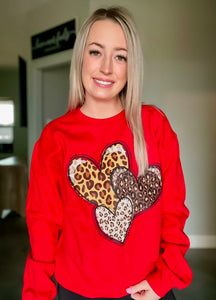 Red Leopard Heart Sweatshirt