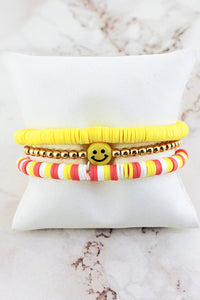 Yellow Beaded Smiley Face Bracelet