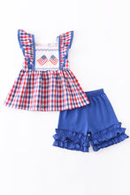 Load image into Gallery viewer, Patriotic Gingham Ruffle Short Set