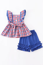 Load image into Gallery viewer, Patriotic Gingham Ruffle Short Set