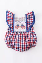 Load image into Gallery viewer, Patriotic Gingham Baby Bubble Romper