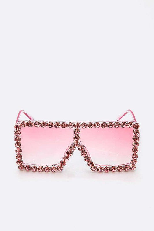 Oversized Pink Square Bling Sunnies