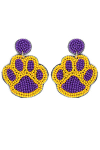 Purple & Gold Beaded Paw Prints