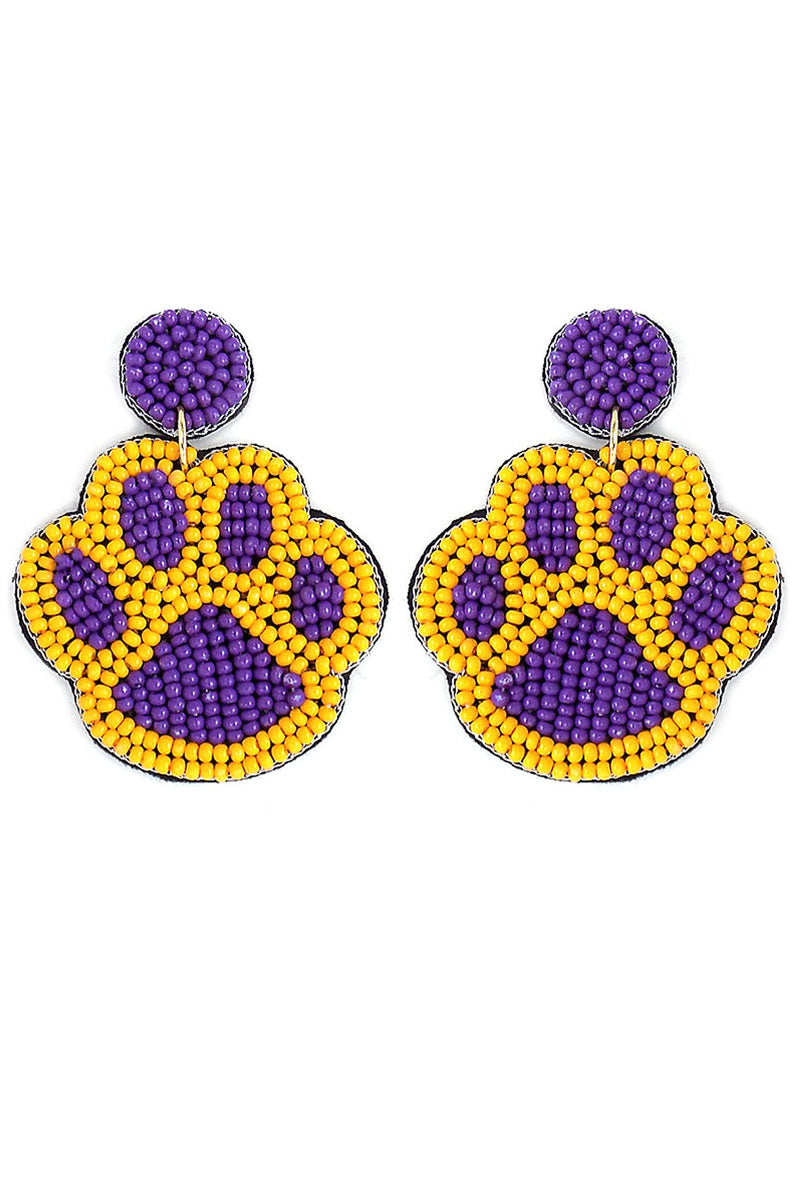 Purple & Gold Beaded Paw Prints