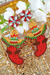 Beaded Sombrero Chilli Pepper Earrings