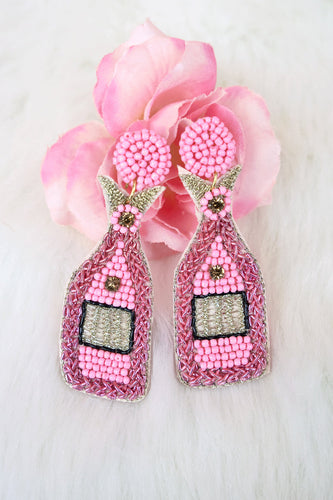 Pink Champagne Beaded Earrings