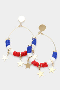 Red, White & Blue Star Dangle Earrings