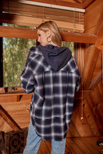 Load image into Gallery viewer, Rad Plaid Navy Hooded Shacket