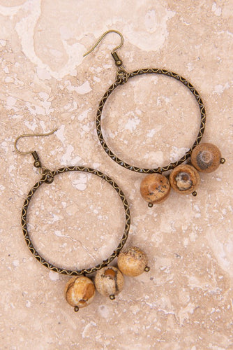 Jessi Beaded Jasper Hoop Earrings