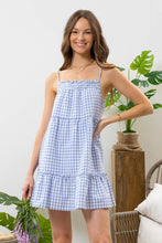 Load image into Gallery viewer, Blue Gingham Summer Dress