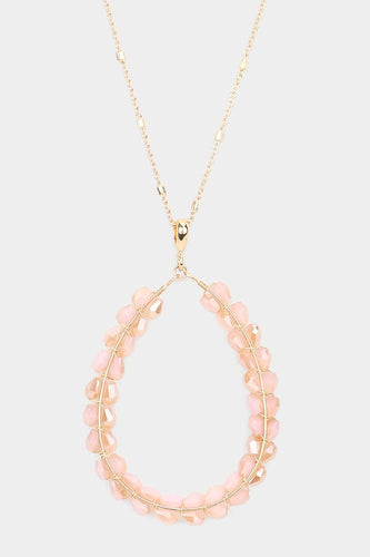 Pink Beaded Long Necklace