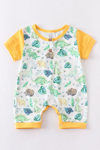 Yellow Dino Baby Romper