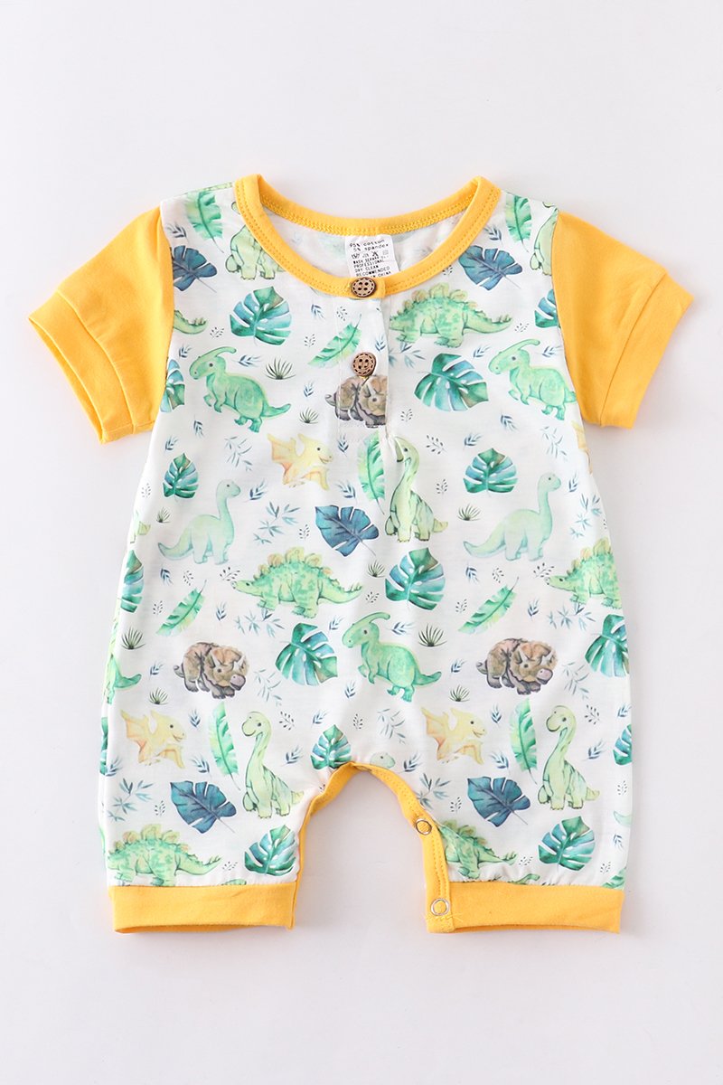 Yellow Dino Baby Romper