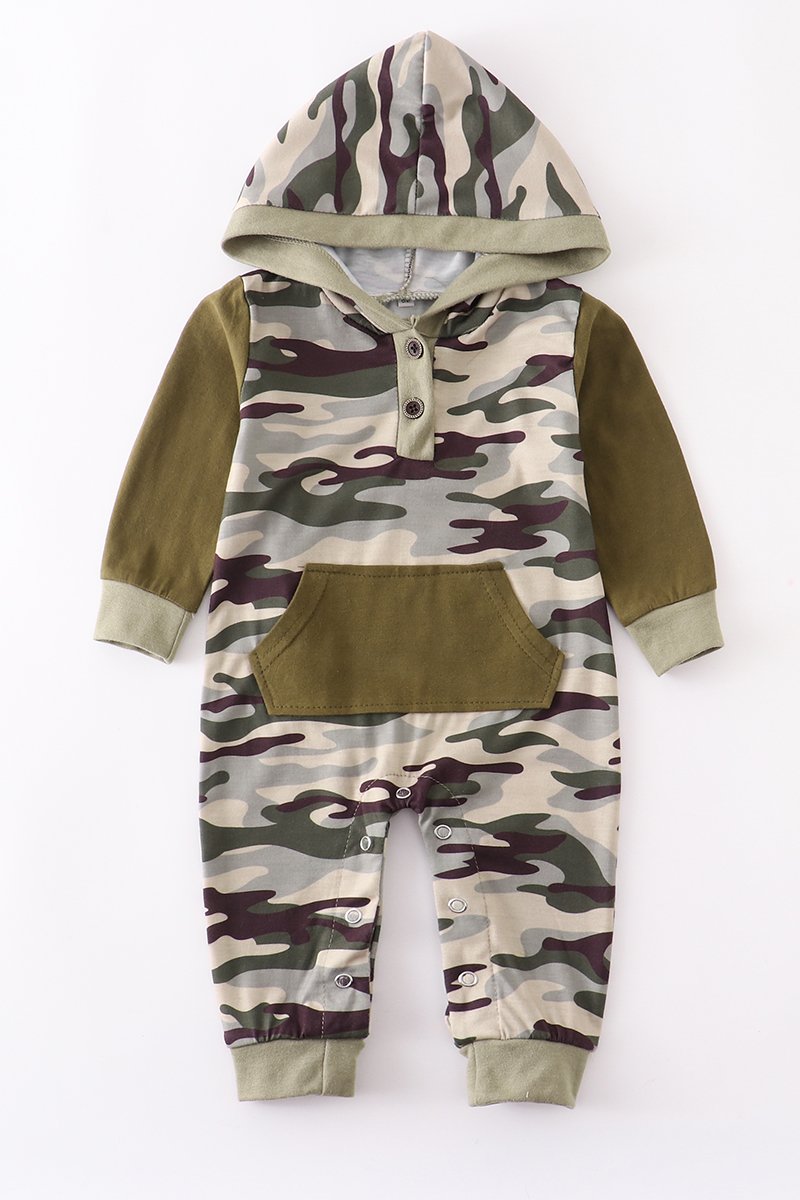 Camouflage Hooded Baby Romper