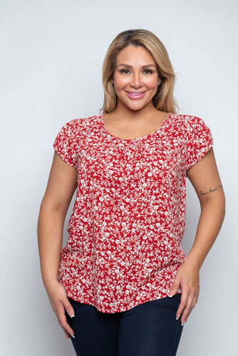 Plus Size Red Floral Top