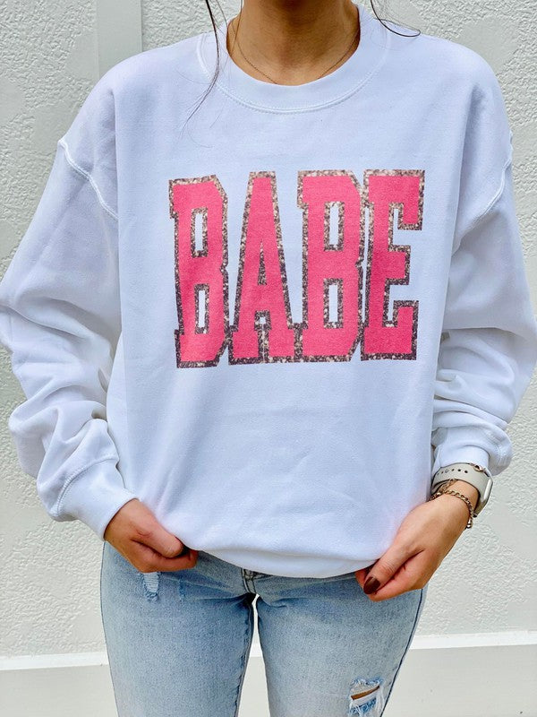 White BABE Sparkle Sweatshirt