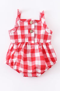 Red Gingham Baby Romper