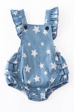 Load image into Gallery viewer, Denim Star Ruffle Baby Romper