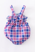 Load image into Gallery viewer, Plaid Patriotic Baby Bubble Romper