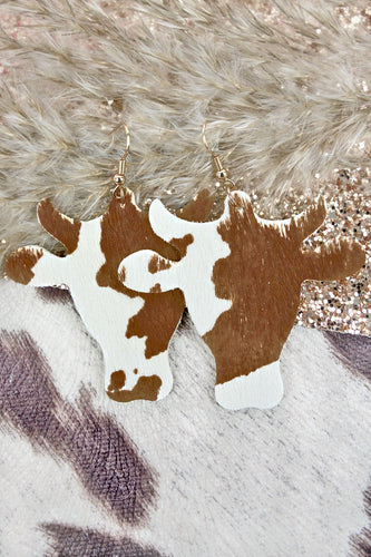 Brown Cow Print Earrings