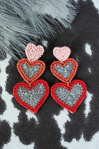 Tripple Heart Beaded Earrings