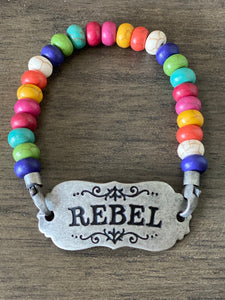 Multi Color Beaded REBEL Bracelet