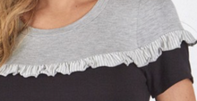 Load image into Gallery viewer, Black &amp; Gray Ruffle Top - Sizes Small-Large