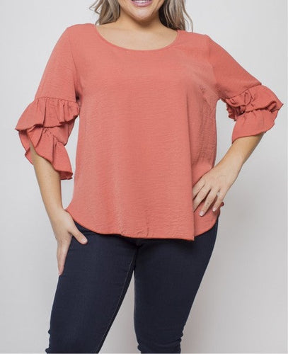 Sweet Melon Ruffle Top