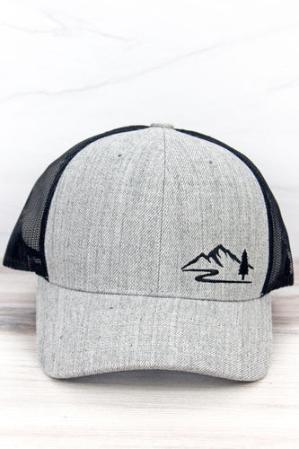 Light Gray & Black Mountain Mesh Cap
