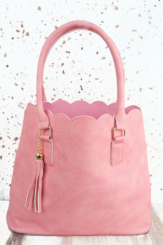 Pink Scalloped Hand Bag