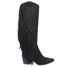 Load image into Gallery viewer, Tall Black Fringe Boots