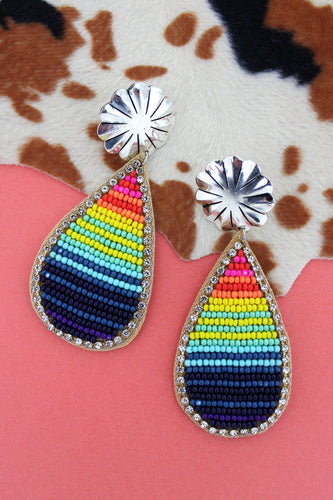 Serape Beaded Teardrop Earrings